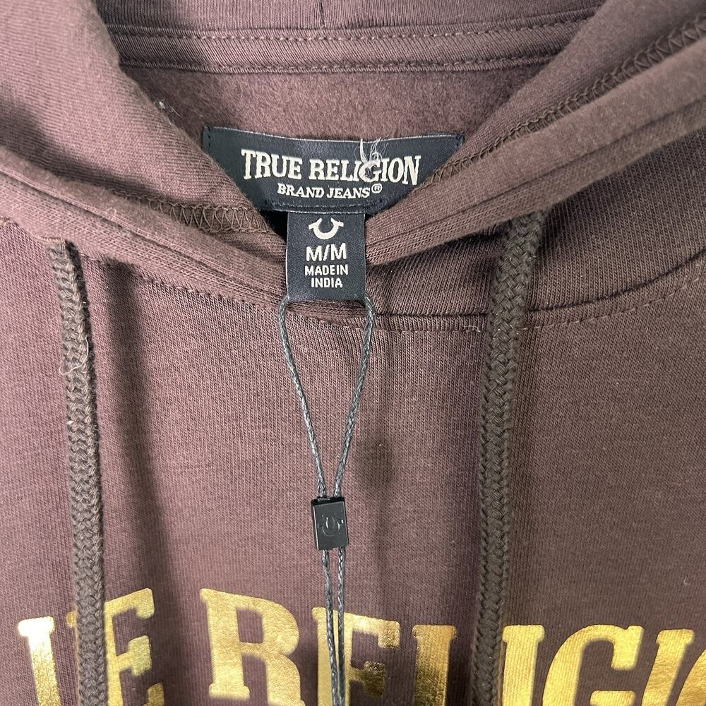 NWT True Religion Women's Brown Pullover Hoodie Sz M Spring Boho - Picture 4 of 9